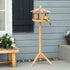 Wooden Bird Table Free Standing Feeder Garden Sheltered Feeding Station Parrot Stand Birdhouse Φ40x113cm