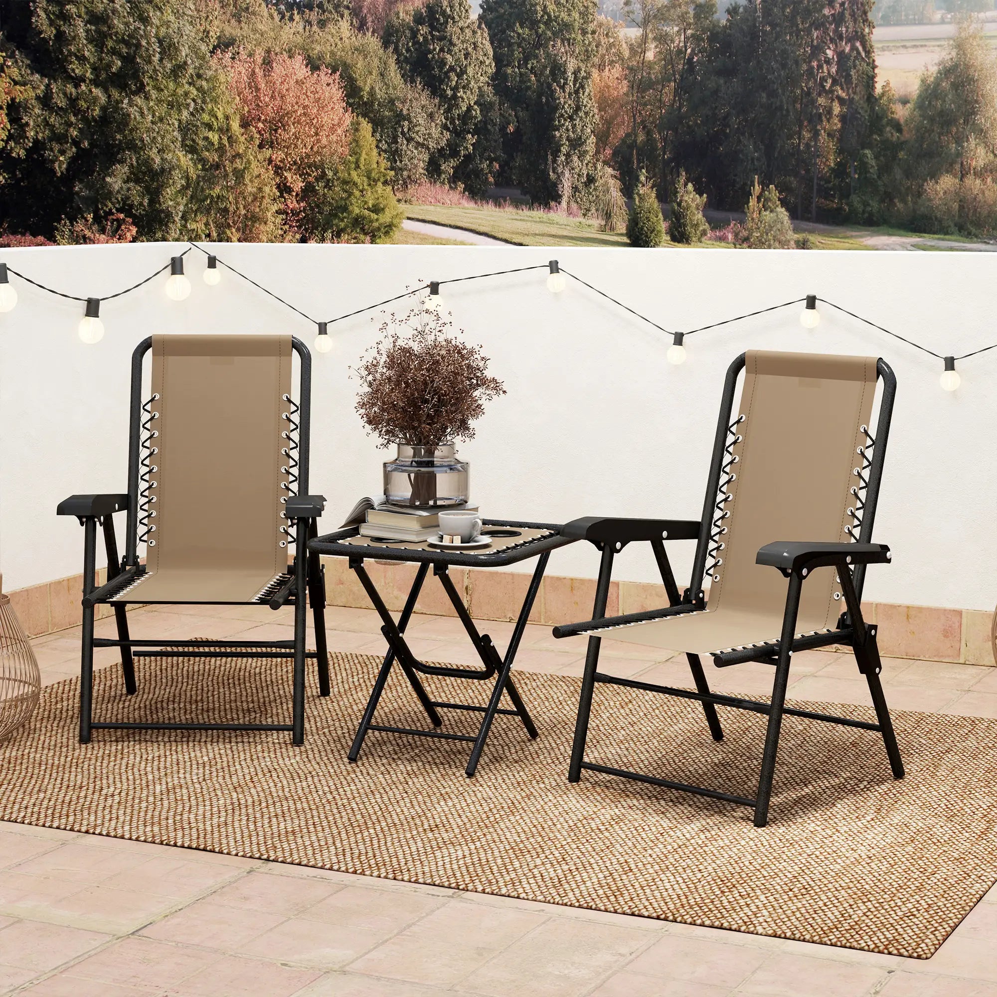 Three-Piece Garden Table and Chair Set - Khaki
