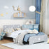Kids Toddler Bed, with Star and Moon Patterns, Side Rails, for Ages 3-6 Years - Grey
