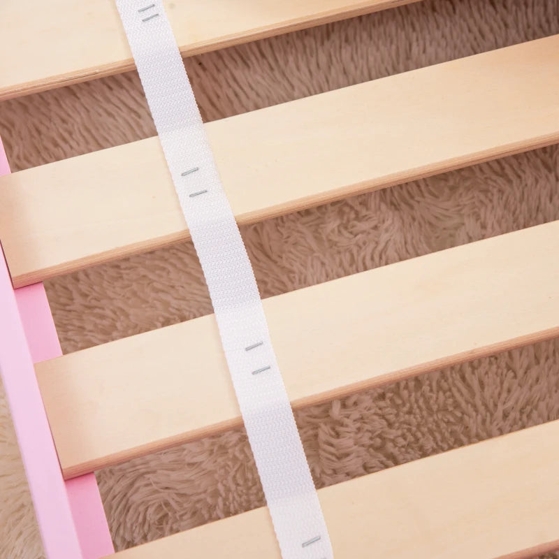 Princess-Themed Kids Toddler Bed w/ Cute Patterns, Safety Rails, for Ages 3-6 Years - Pink