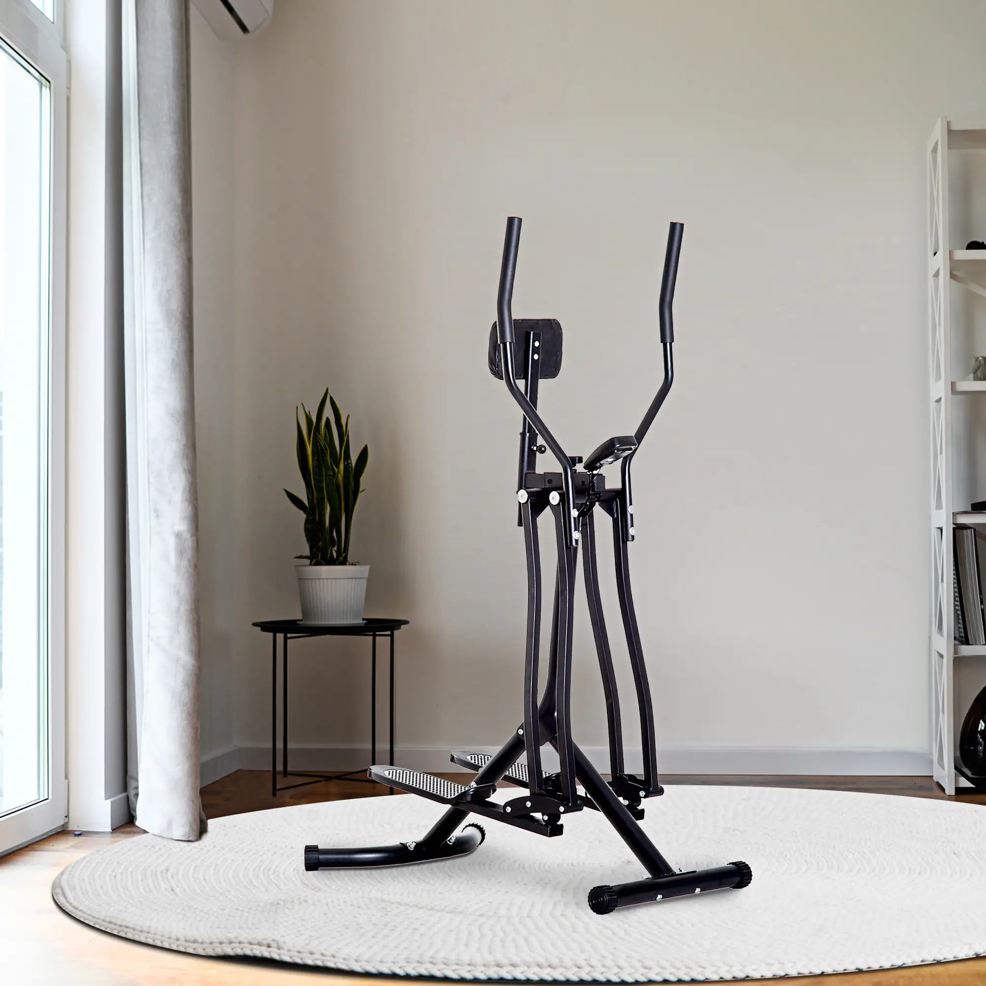 Air Walker Glider, Cross Trainer Fitness Machine, with LCD, for Home Gym, Black