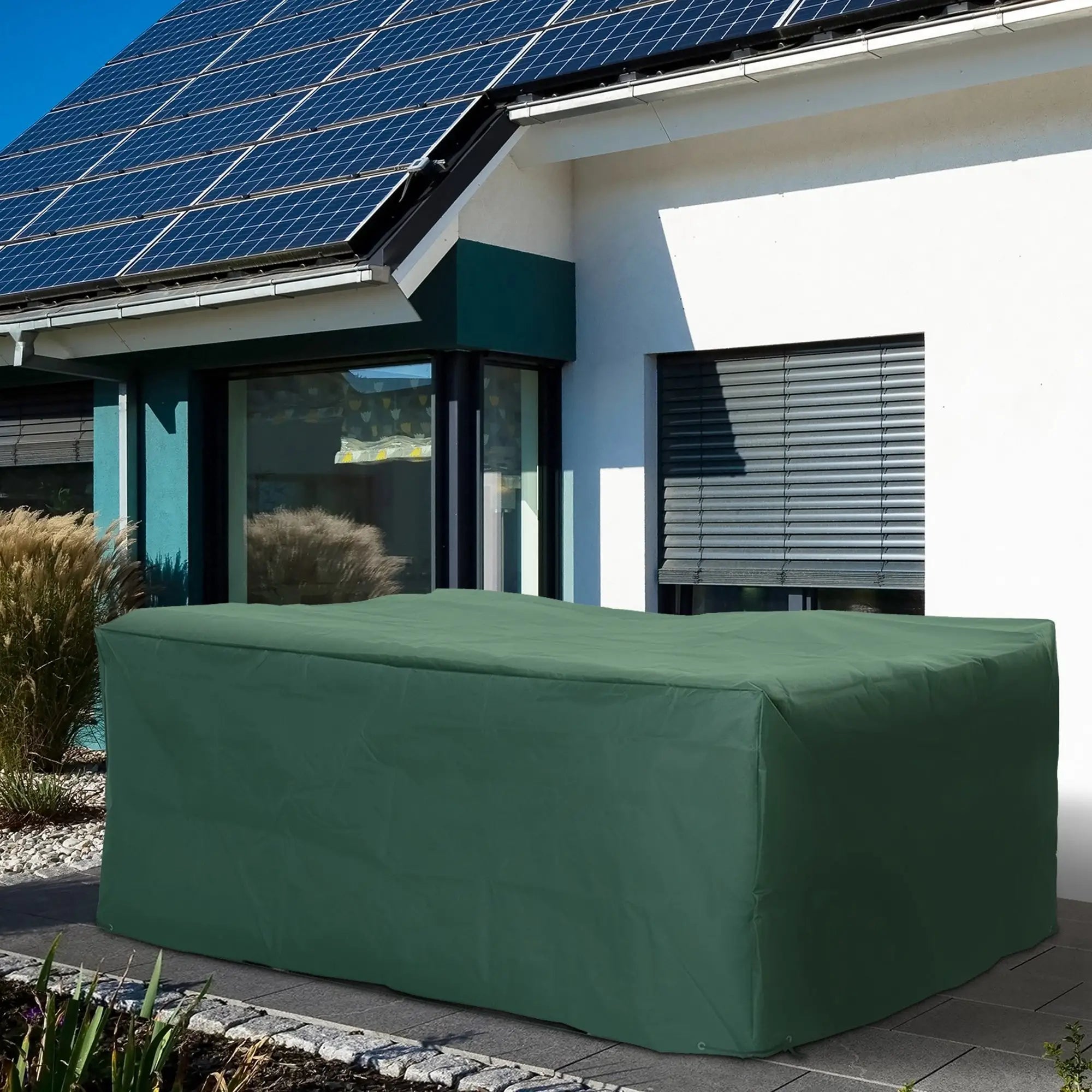 Garden Furniture Cover Waterproof, Anti-UV 600D Heavy Duty Oxford Fabric Patio Furniture Cover for Rectangular Sofa Table Set, Green, 245 x 165 x 55 cm