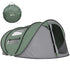 4 Person Pop-up Camping Tent Family Tent with Ground Sheet, 4 Windows and Portable Carry Bag for Beach Outdoor Trip, Dark Green