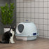 Cat Litter Box Toilet with Litter Scoop Enclosed Drawer, Front Entry Top Exit, Easy To Clean Blue