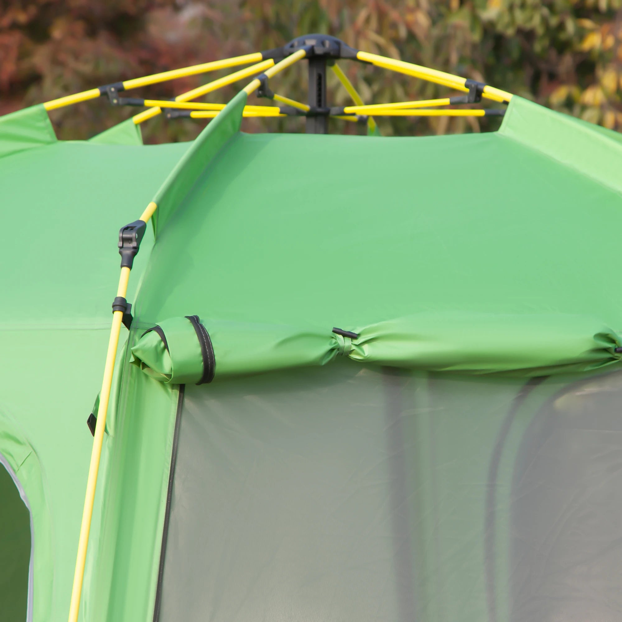 6 Person Pop Up Camping Tent, 2-Tier Design Backpacking Tent with 4 Windows 2 Doors Portable Carry Bag for Fishing Hiking, Green