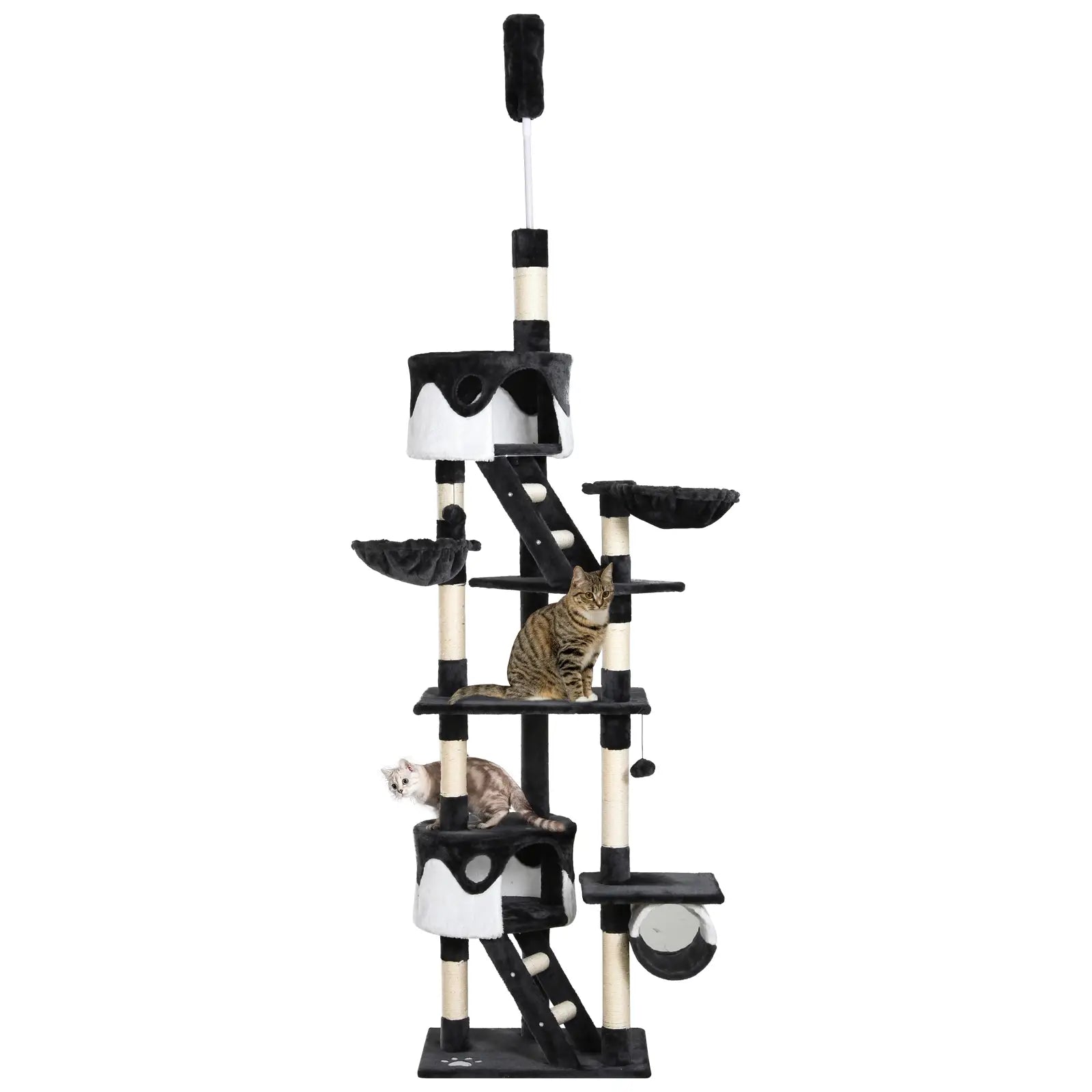 Floor-to-Ceiling Cat Tree for Indoor Cats, 240-260cm Adjustable Cat Tree - White