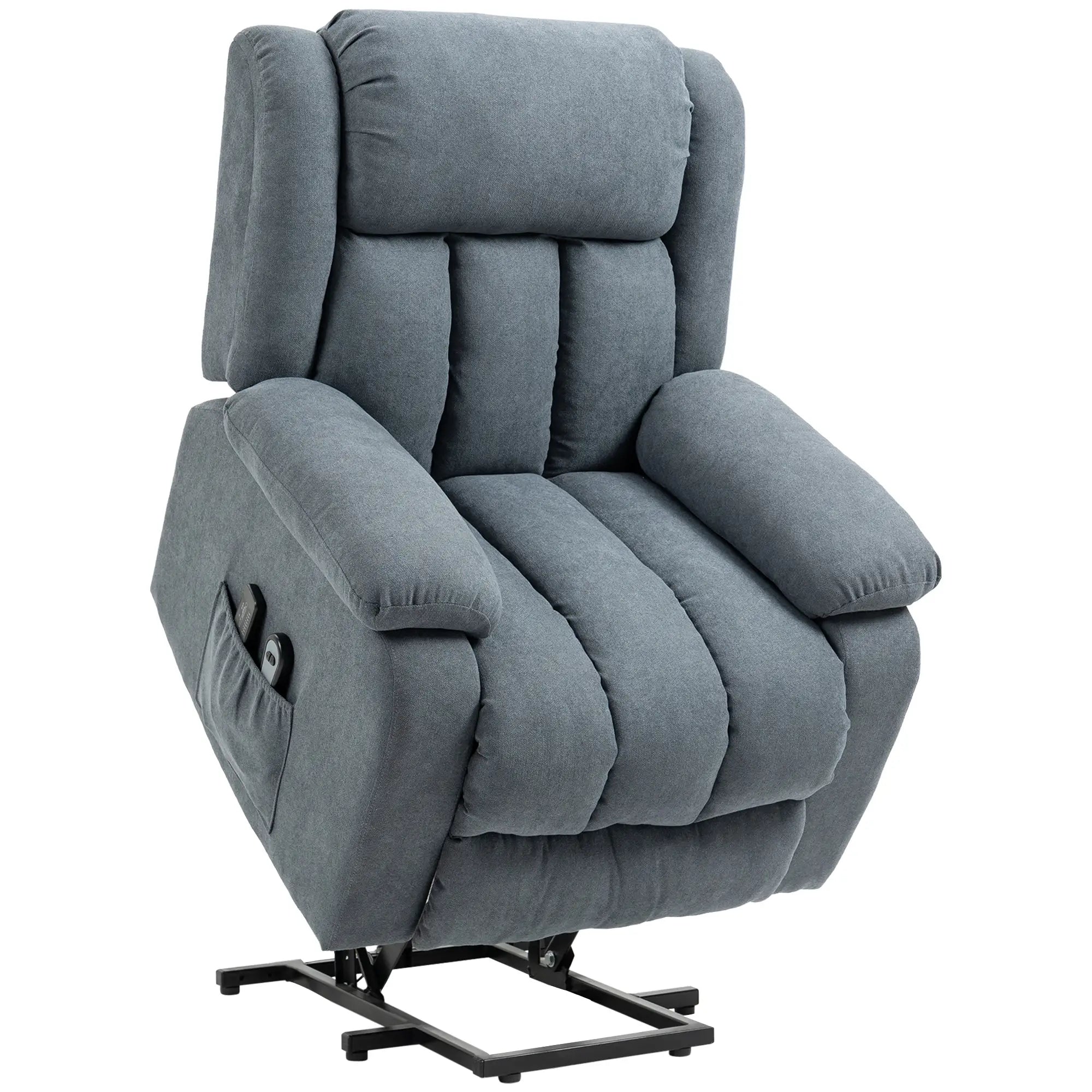 Oversized Riser and Recliner Chairs for the Elderly with 8 Vibration Massage, Large Fabric Upholstered Lift Chair for Living Room with Remote Control, Side Pocket, Footrest, Dark Grey