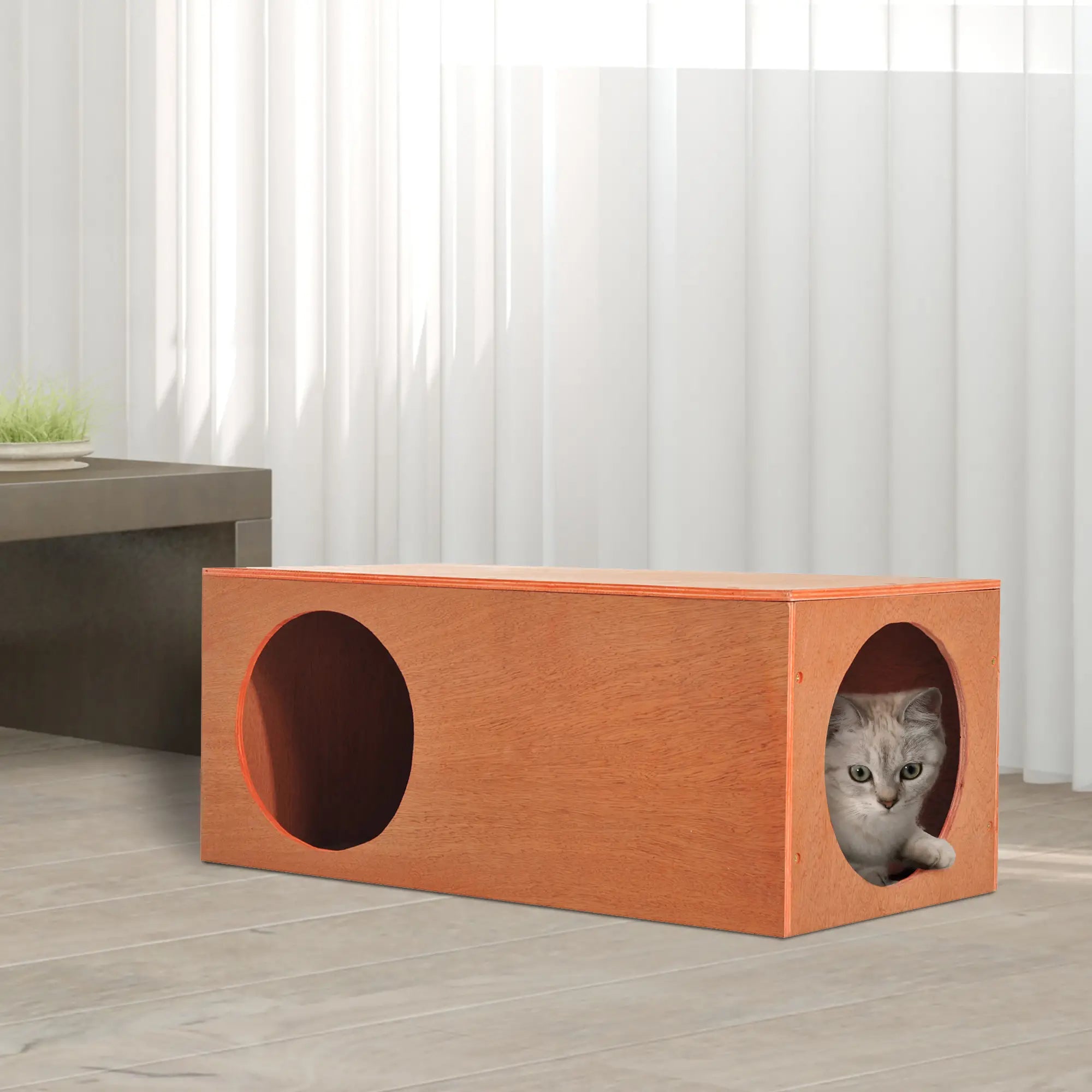 Outdoor Rabbit Hideaway Shelter Indoor Cat Tunnel Garden Kitty Box House Pet Home Run Play Cage Waterproof 60Lx30Wx25H(cm)