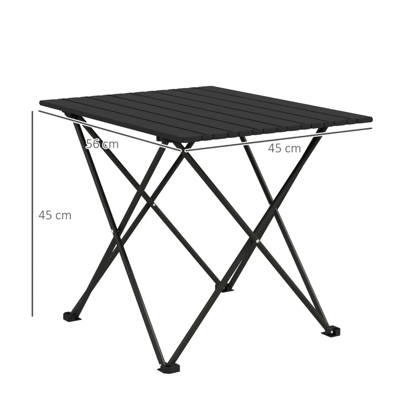 Folding Camping Table, Lightweight Metal Picnic Table with Carry Bag, Foldable Table for Outdoor Camping, Picnic, Hiking, BBQ, Fishing, Black