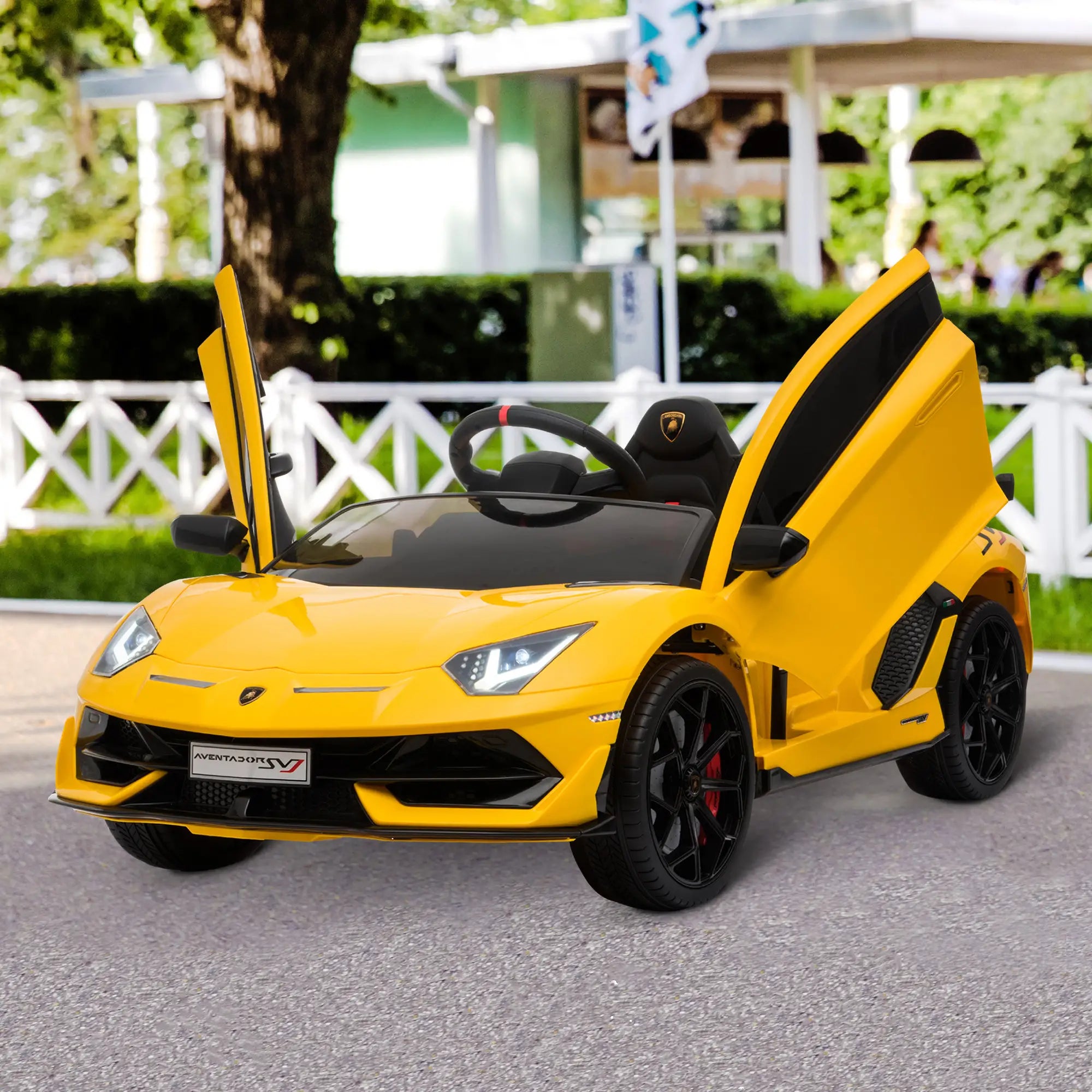 Lamborghini Aventador Licensed 12V Kids Electric Ride On Car Racing Car Toy with Parental Remote Control Battery-powered 2 Motors Music Lights for 3-8 Years Old Yellow 4.9