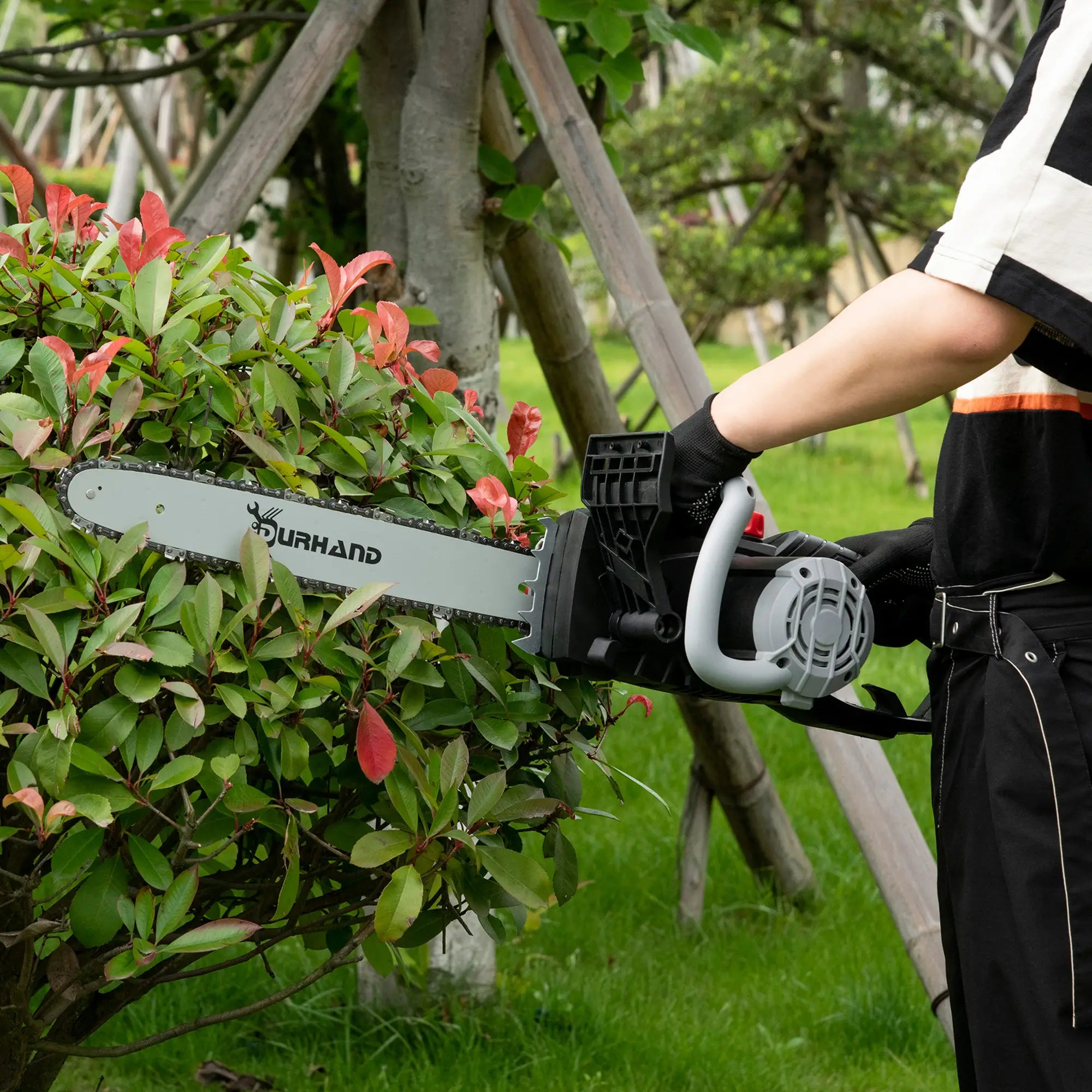 1600W Electric Chainsaw with Double Brake, Tool-Free Chain Tensioning and 16inch Guide Bar and Chain, Power Saw to Cut Wood, Auto Chain Lubrication