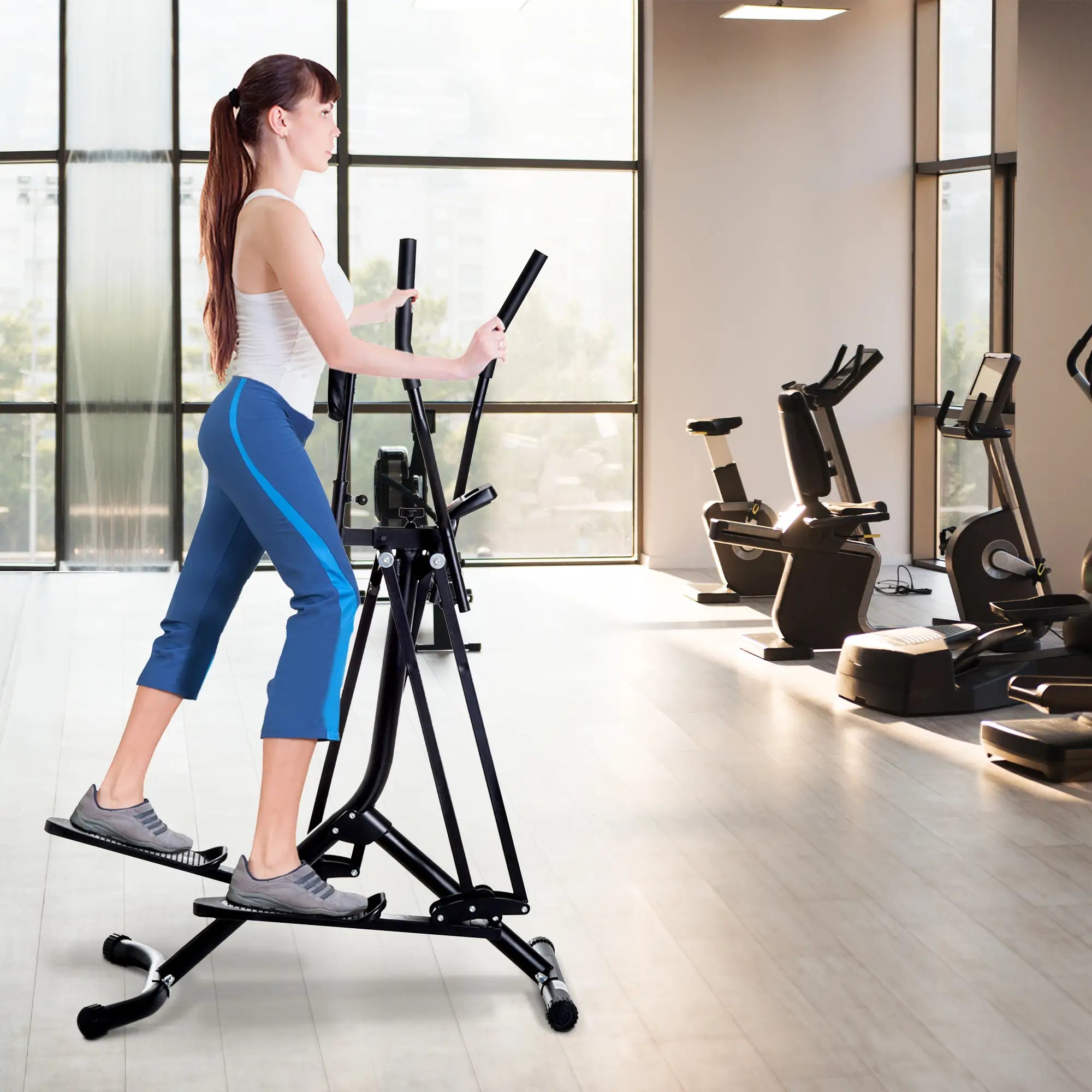 Air Walker Glider, Cross Trainer Fitness Machine, with LCD, for Home Gym, Black