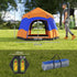 Six Man Hexagon Camping Tent with Hang Hook and Carry Bag - Orange and Blue