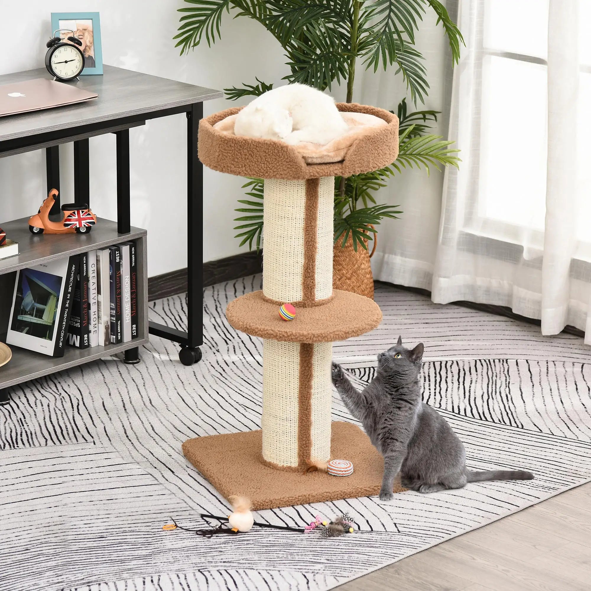 91cm Cat Tower Scratching Posts Cat Tree for Indoor Cats Kitten Activity Centre Brown