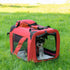 Foldable Pet Carrier for Small and Miniature Dogs, Portable Cat Carrier Soft Side Pet Travel Crate with Removable Mat, Storage Bags, Breathable Mesh Window 60 x 42 x 42cm - Red