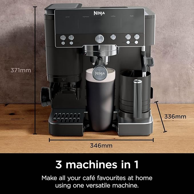 **£5 RAFFLE Ninja Luxe Premier 3-in-1 Coffee Machine, Latte, Cappuccino, Cold Brew & Espresso Maker With Built in Bean Grinder & Milk Frother