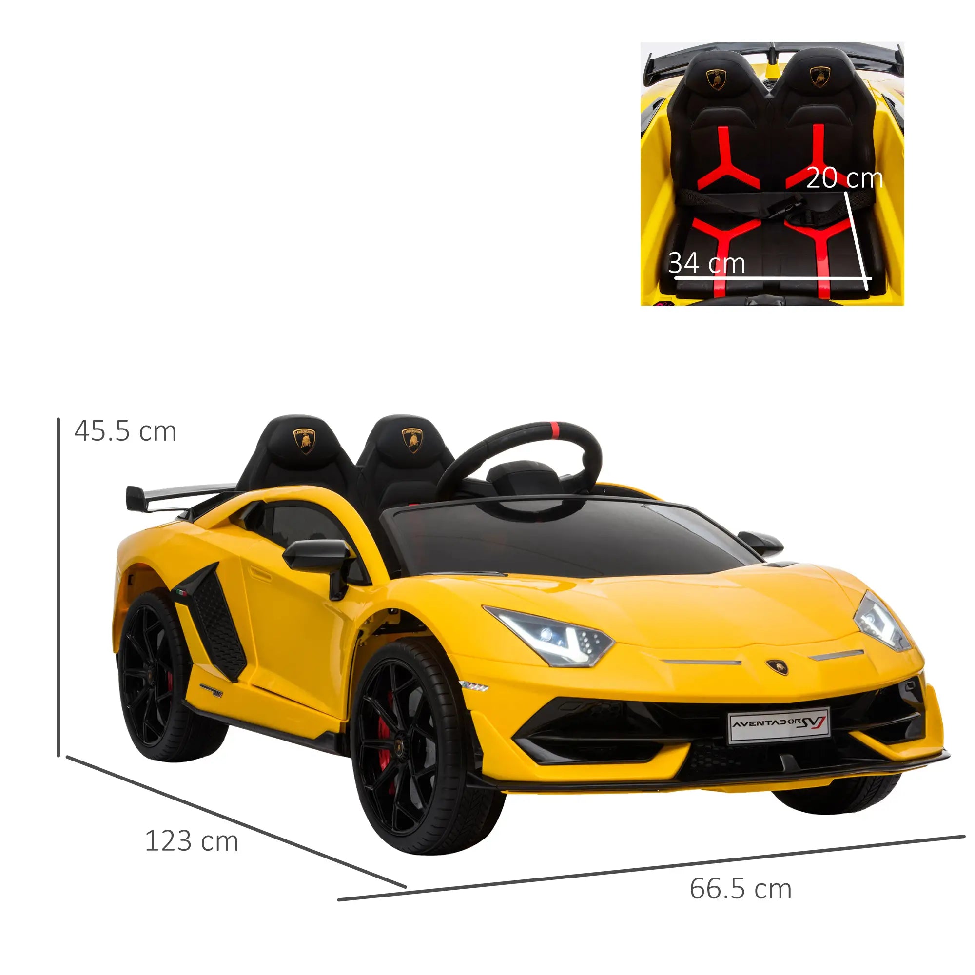 Lamborghini Aventador Licensed 12V Kids Electric Ride On Car Racing Car Toy with Parental Remote Control Battery-powered 2 Motors Music Lights for 3-8 Years Old Yellow 4.9