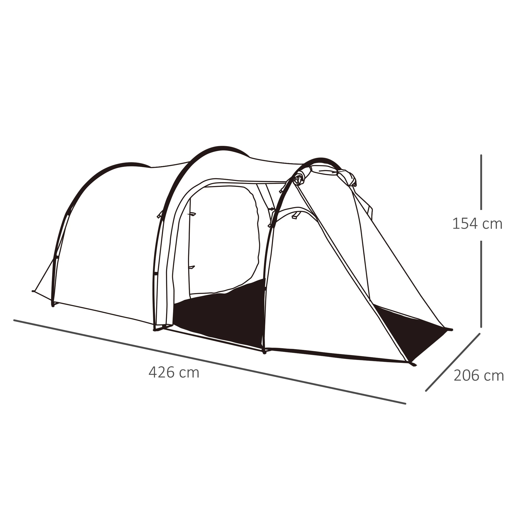 2-3 Man Tunnel Tent with Vestibule, Weather-Resistant Camping Tent with Air Vents for Fishing Hiking, Light Blue & Grey