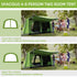 Tunnel Tent Camping Shelter w/ Porch, Two Rooms, Lamp Hook, Portable Carry Bag
