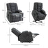 Oversized Riser and Recliner Chairs for the Elderly, Fabric Upholstered Lift Chair for Living Room with Remote Control, Side Pockets, Cup Holder, Charcoal Grey