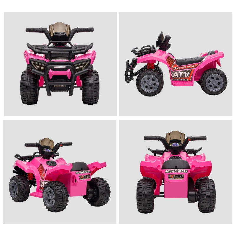 6V Kids Electric Ride on Car Toddlers Quad Bike All Terrain Vehicle Toy With Music for 18-36 months Pink