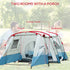6-8 Person Tunnel Tent, Camping Tent with Bedroom, Living Room, Sewn-in Floor, 3 Doors and Carry Bag, 2000mm Water Column for Fishing, Hiking, Sports, and Traveling, Blue