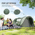 4 Person Pop-up Camping Tent Family Tent with Ground Sheet, 4 Windows and Portable Carry Bag for Beach Outdoor Trip, Dark Green