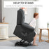 Oversized Riser and Recliner Chairs for the Elderly with 8 Vibration Massage, Large Fabric Upholstered Lift Chair for Living Room with Remote Control, Side Pocket, Footrest, Dark Grey