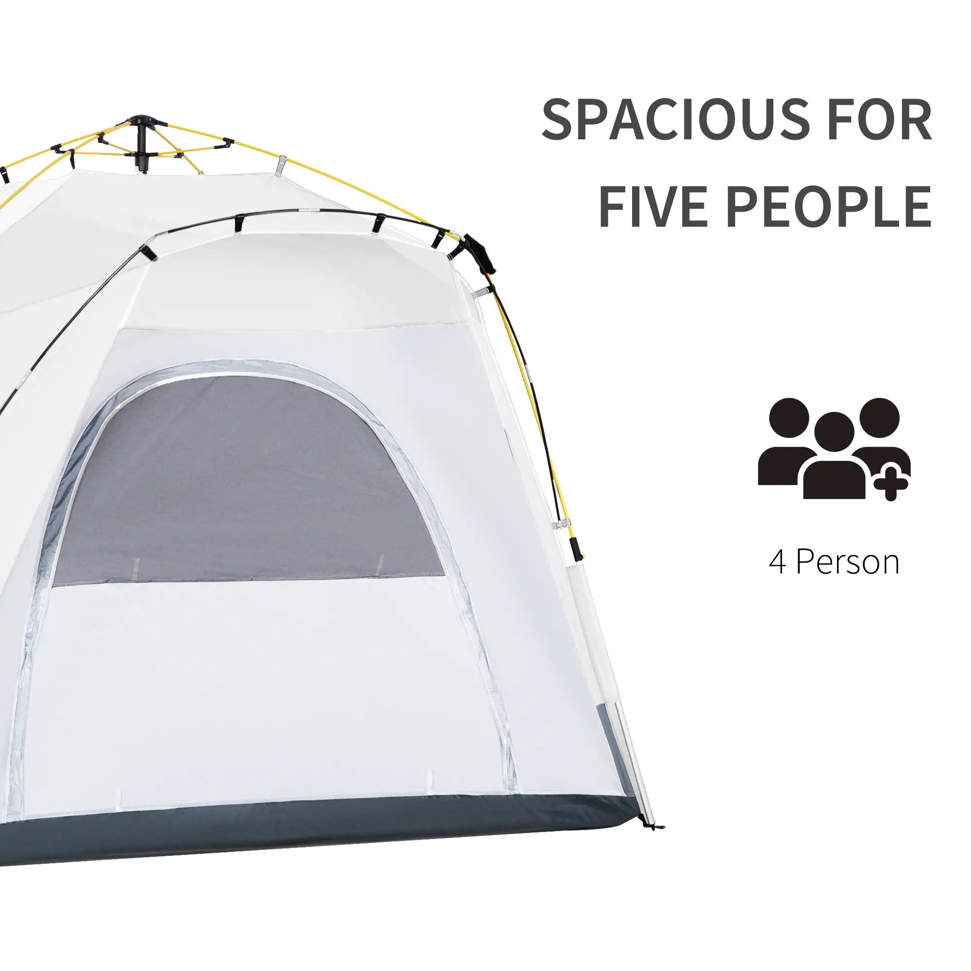 4 Person Automatic Camping Tent, Outdoor Pop Up Tent, Portable Backpacking Dome Shelter, Light Grey