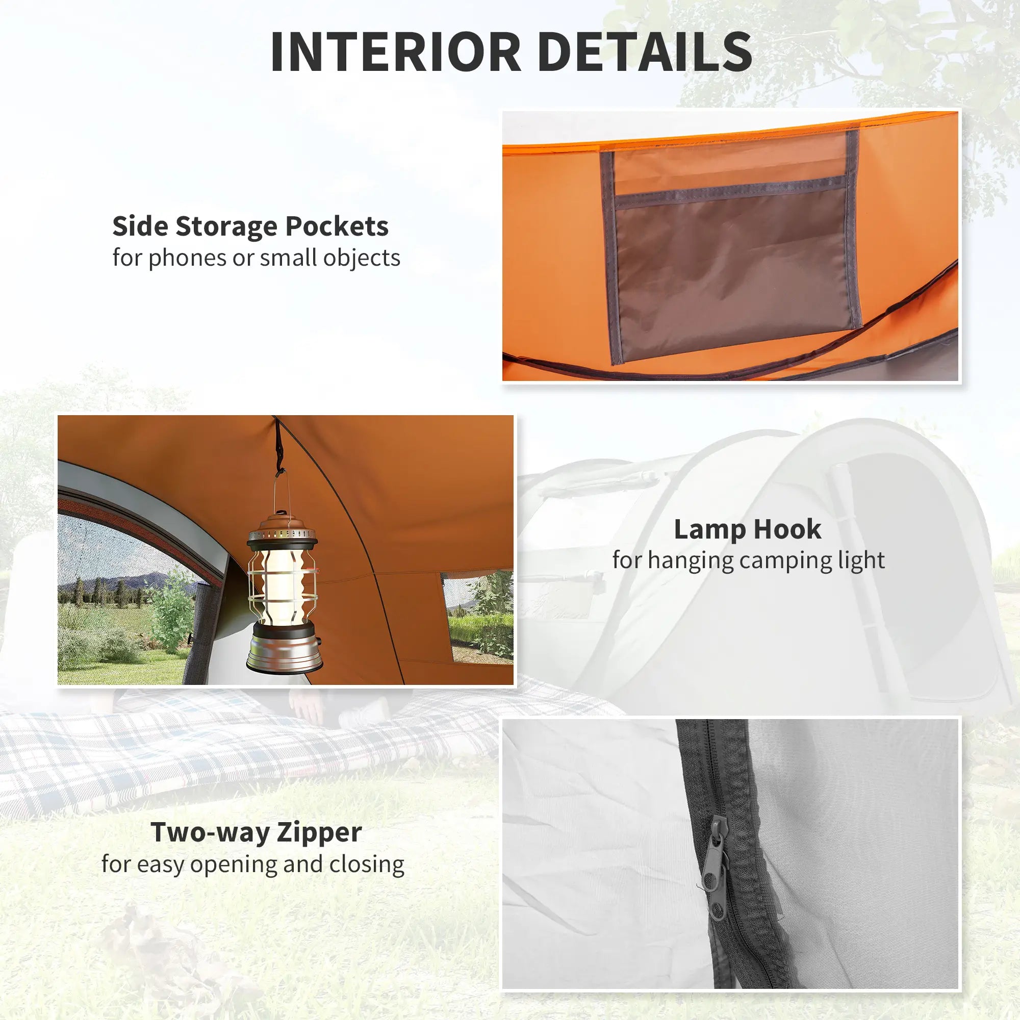 4 Person Pop-up Camping Tent Family Tent with Ground Sheet, 4 Windows and Portable Carry Bag for Beach Outdoor Trip, Orange