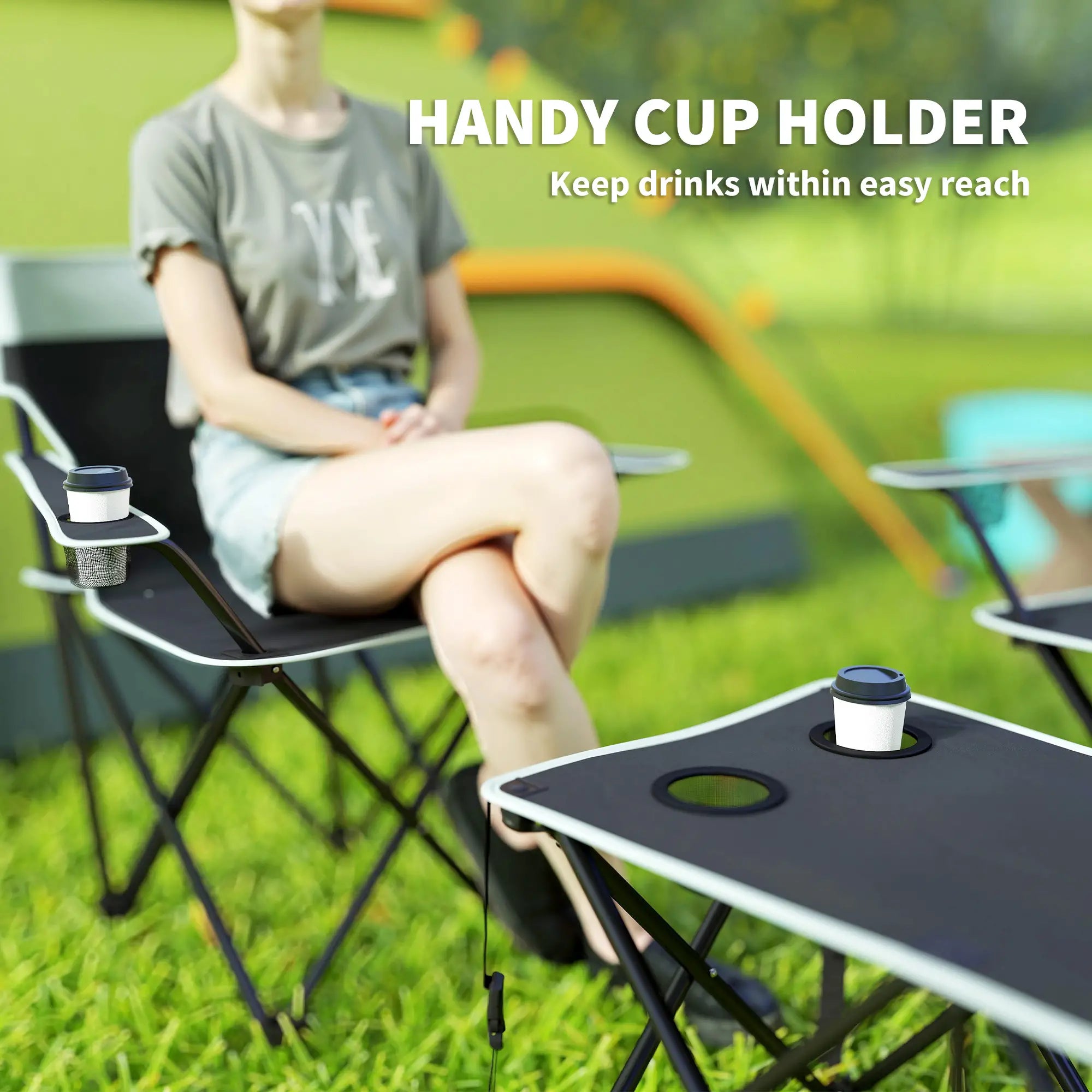 Four-Piece Portable Picnic Table Set - Grey