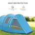 3-4 Man Tunnel Tent, Two Room Camping Tent with Windows, Portable Carry Bag, for Fishing, Hiking, Sports, Festival - Blue