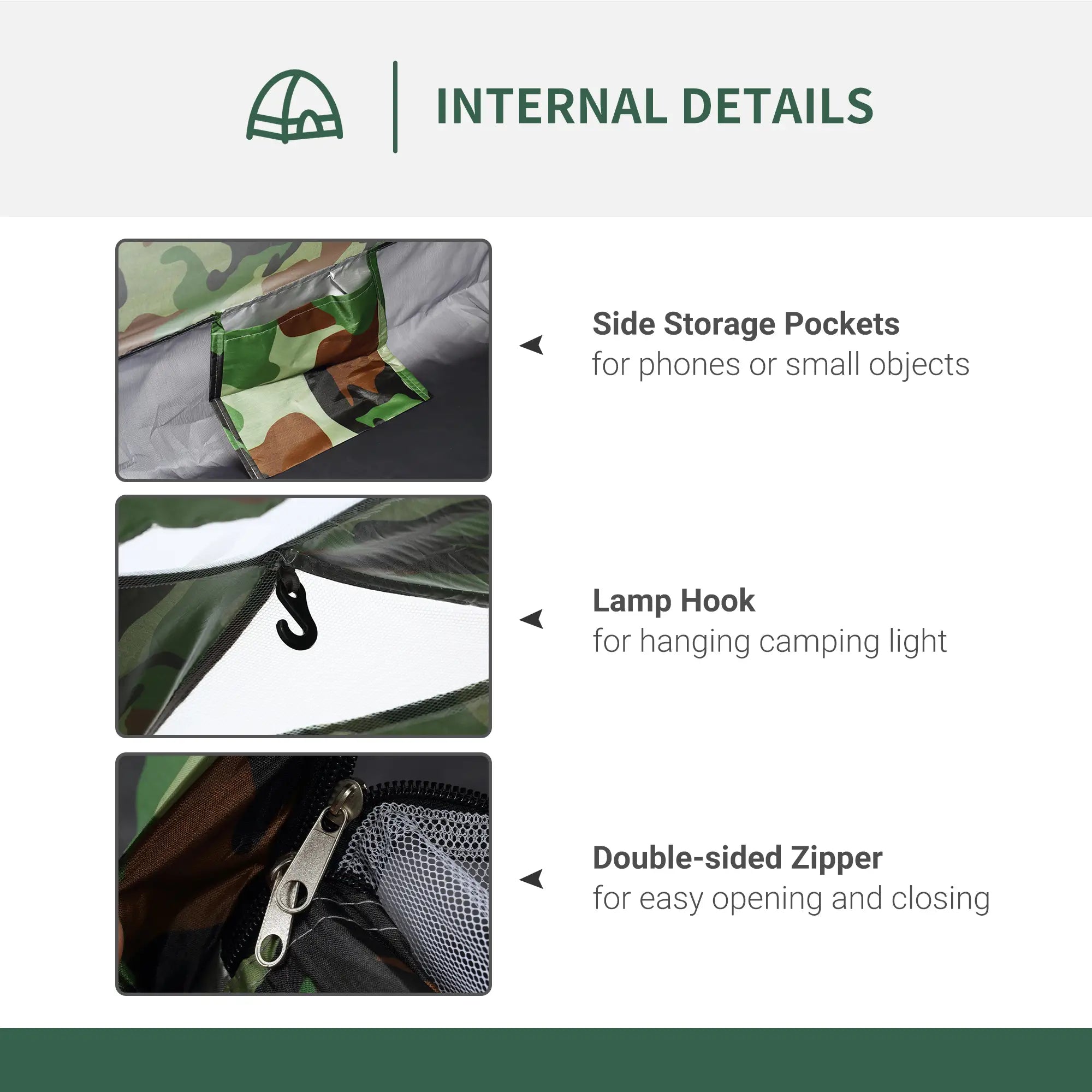 2 Person Camping Tent, Dome Tent with Zipped Doors, Storage Pocket, Portable Handy Bag, Multicoloured