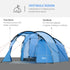 2 Room Tent with Vestibule, Weather-Resistant Camping Tent with Air Vents for Fishing Hiking, Sky Blue