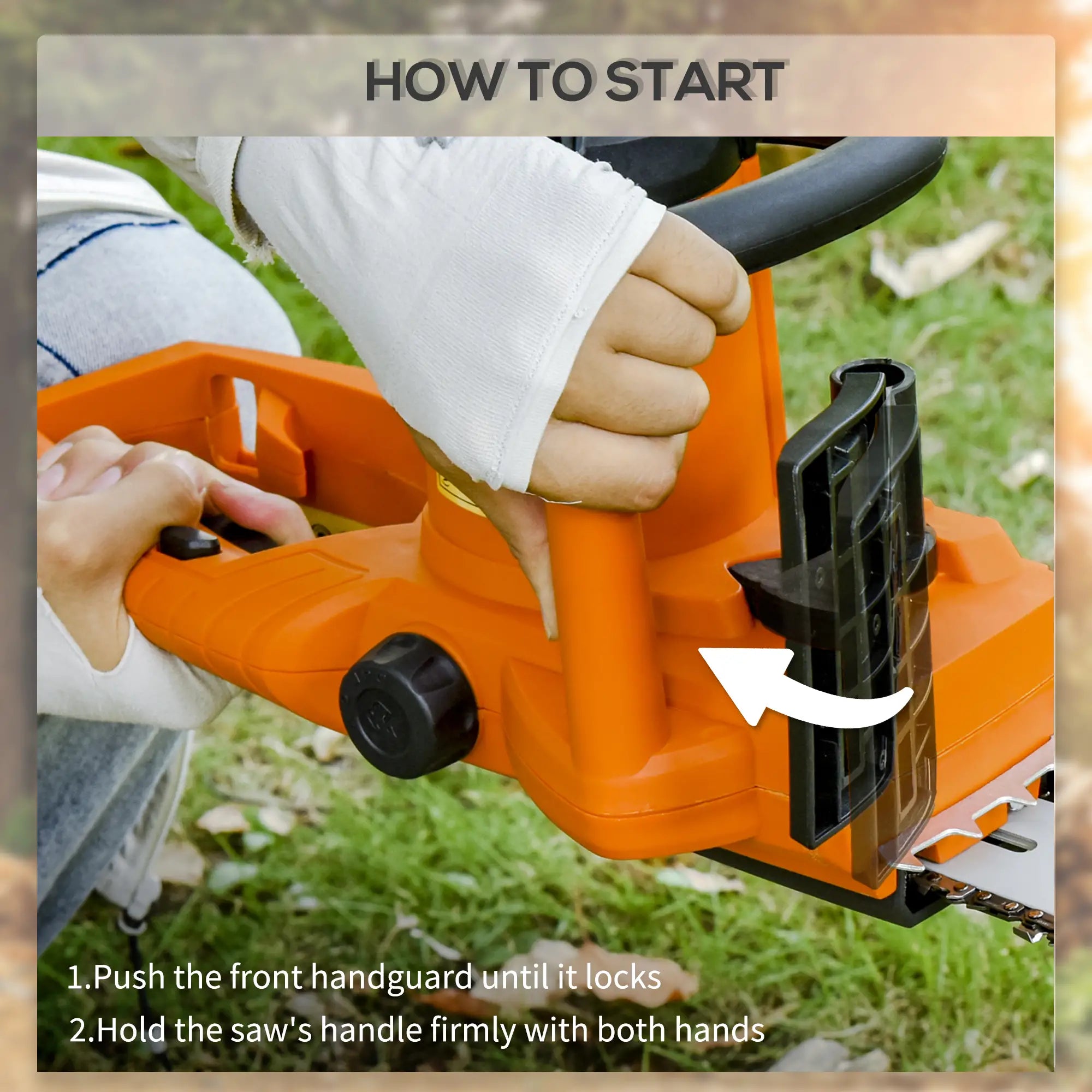 Aluminium Electric Chainsaw with Double Brake Protection and Blade Cover, 2000 W, 40 cm, for Wood, Trees and Branches, Orange