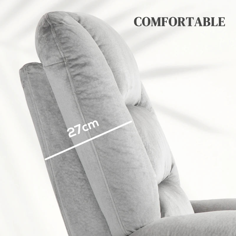Velvet-Feel Electric Lift-and-Recline Massage Armchair, with Remote - Grey