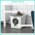 Cat Litter Box, Pet Toilet, Enclosed Kitten Pan with Front Entrance Top Exit, High Side, Scoop, White