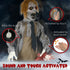 5.5ft Life Size Halloween Animatronic Standing Chainsaw Killer, with Light Up Eyes, Sound Activated Moving Body, Scary Halloween Decorations, Battery Operated, Indoor Party Props