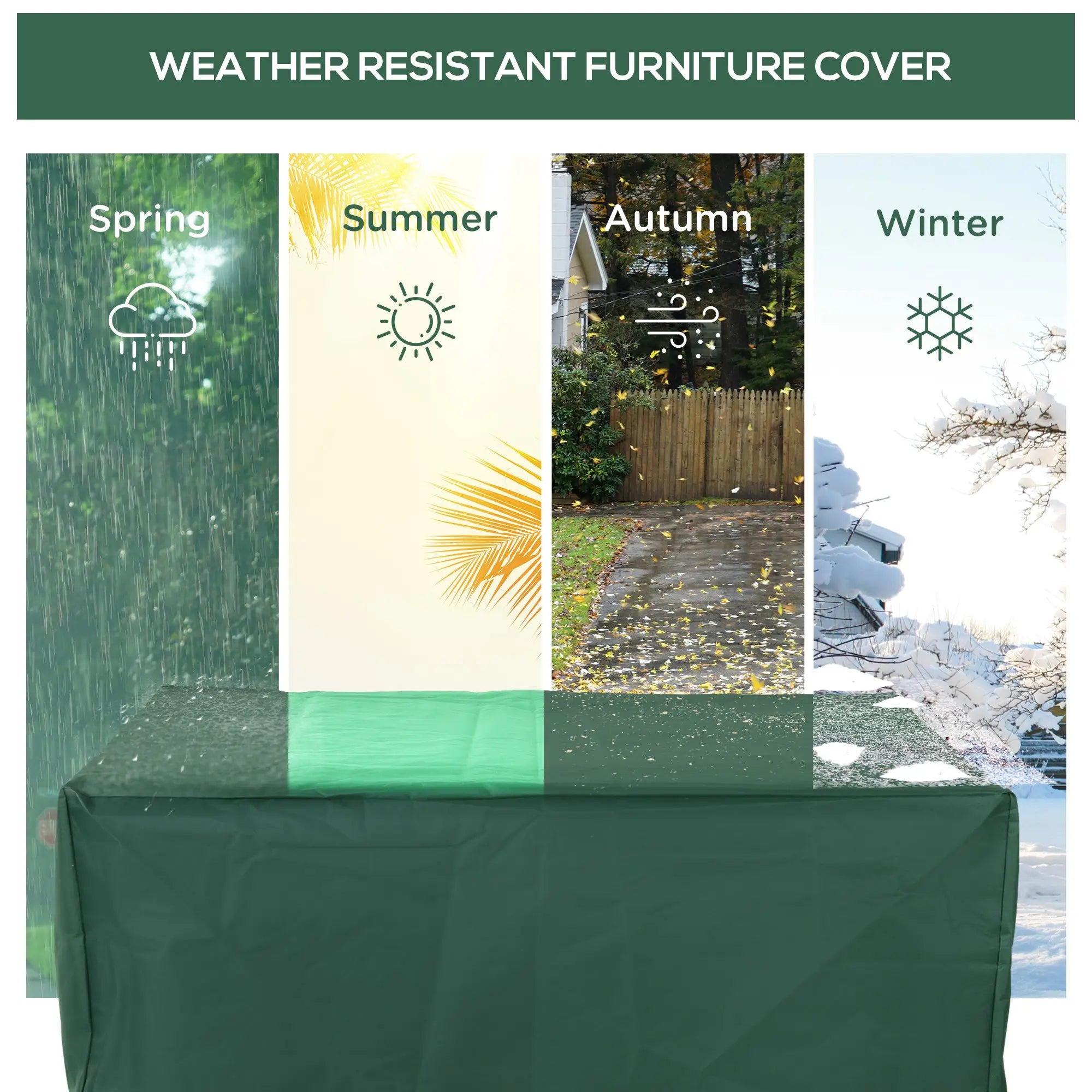 Garden Furniture Cover Waterproof, Anti-UV 600D Heavy Duty Oxford Fabric Patio Furniture Cover for Rectangular Sofa Table Set, Green, 245 x 165 x 55 cm