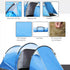 2-3 Man Tunnel Tent with Vestibule, Weather-Resistant Camping Tent with Air Vents for Fishing Hiking, Light Blue & Grey