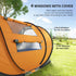 4 Person Pop-up Camping Tent Family Tent with Ground Sheet, 4 Windows and Portable Carry Bag for Beach Outdoor Trip, Orange