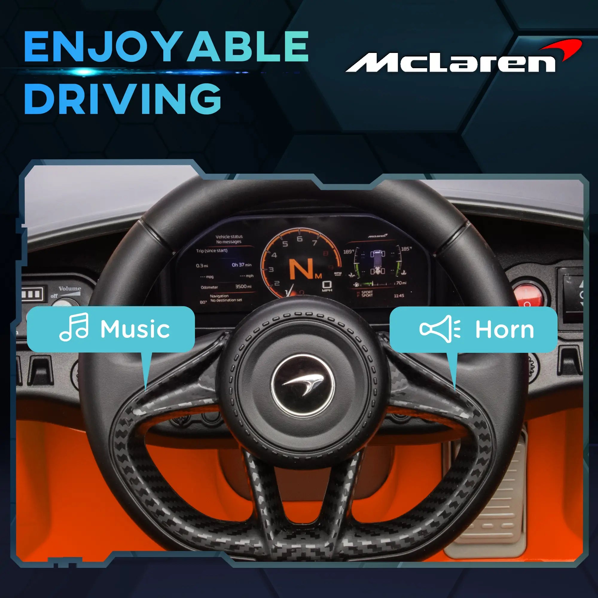 McLaren 765LT Licensed 12V Kids Electric Ride on Car with Butterfly Doors, Remote Control, Transport Wheels, Orange