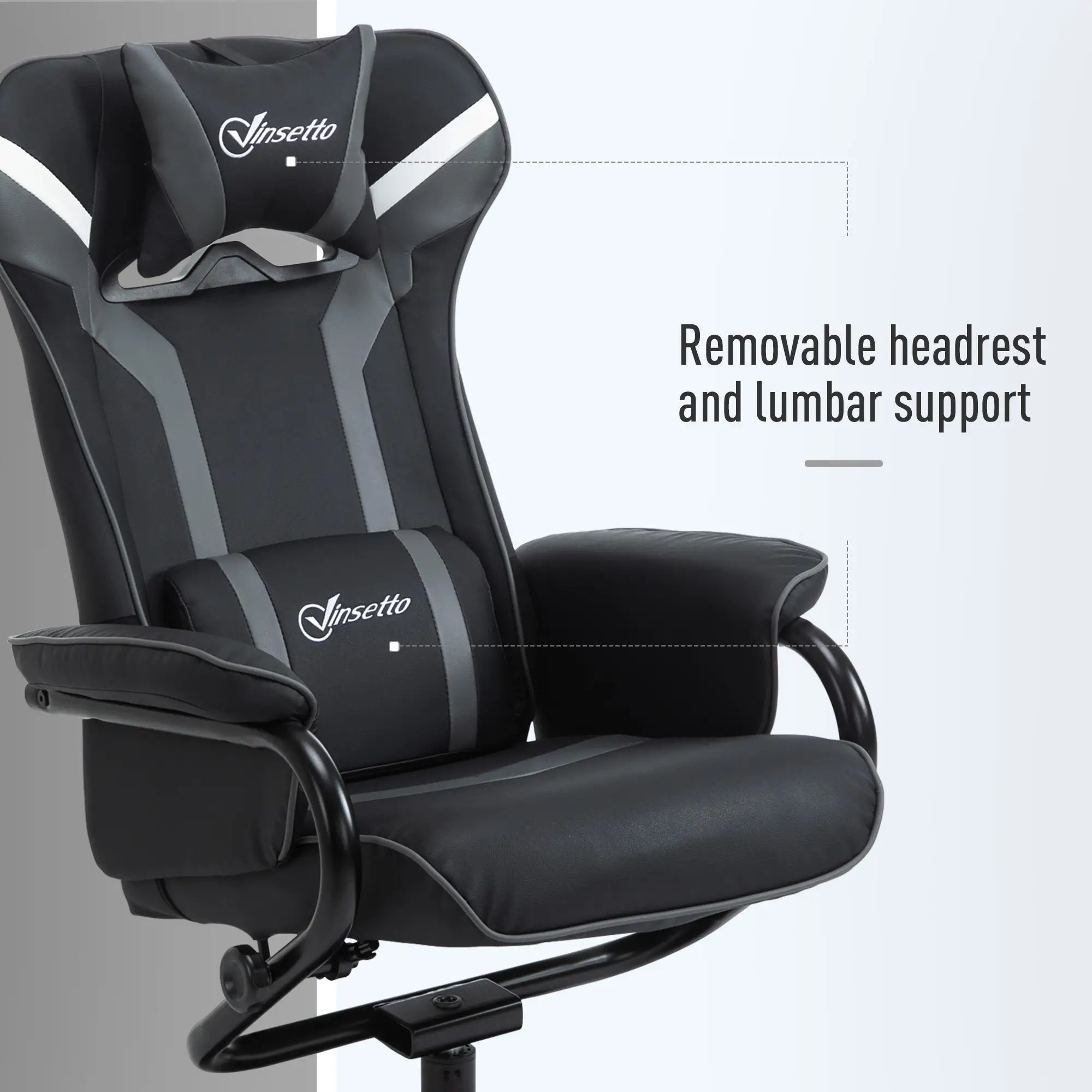 Reclining Chair and Stool Set, Recliner Chair with Headrest, Gaming Chair with Lumbar Support, Pedestal Base for Home Office, Grey Bargain Clearance Centre