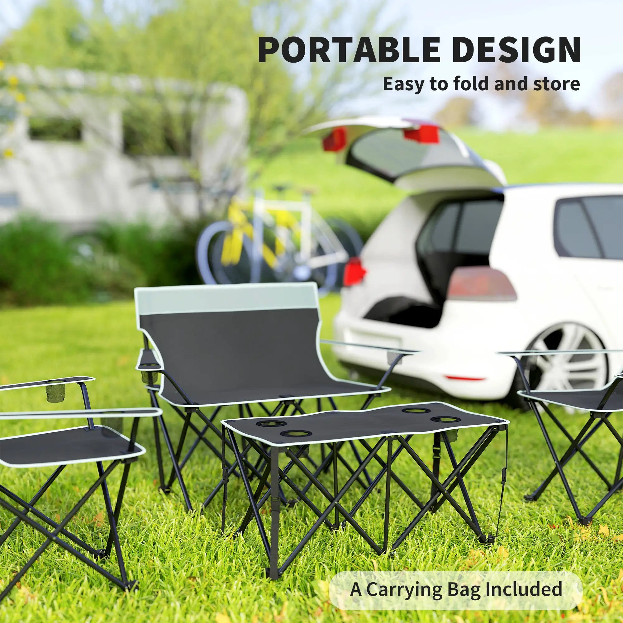 Four-Piece Portable Picnic Table Set - Grey