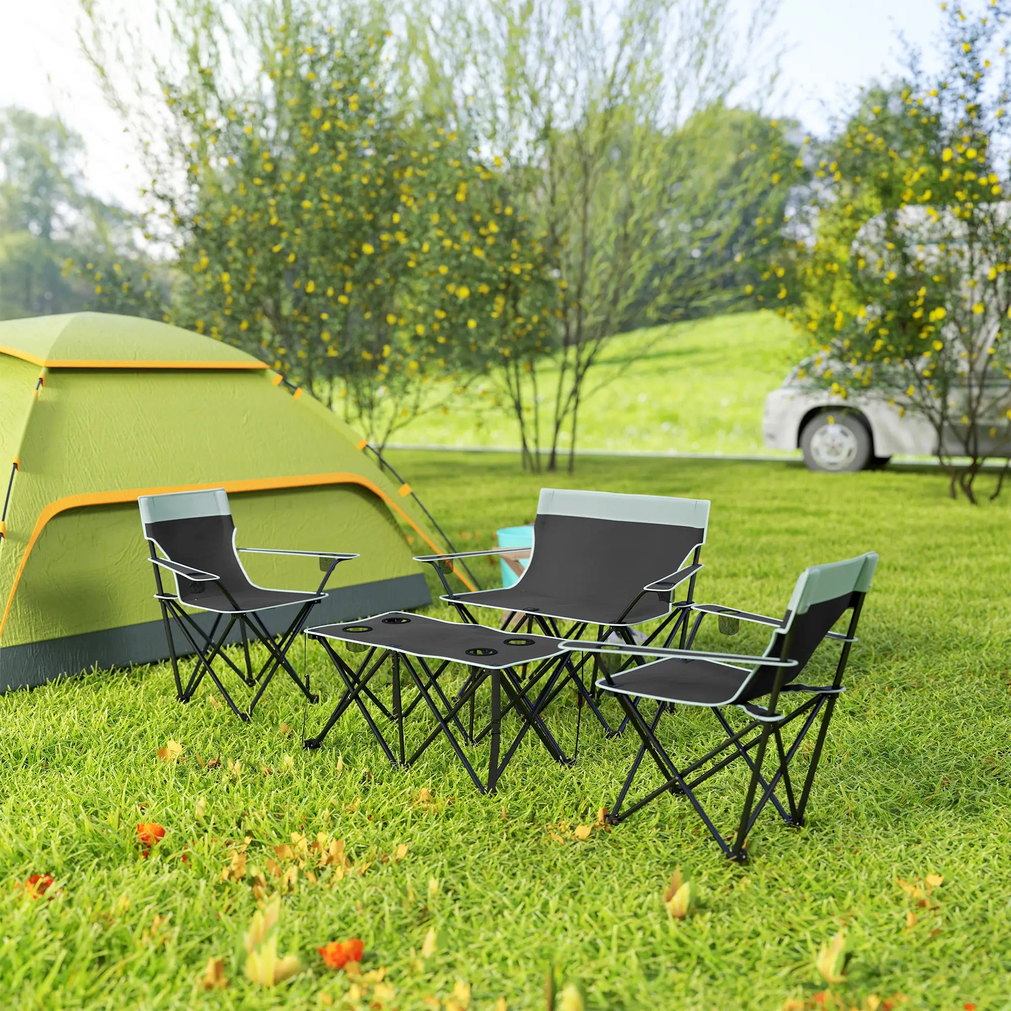 Four-Piece Portable Picnic Table Set - Grey