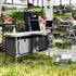 4ft Folding Camping Cupboard Kitchen, Height Adjustable Aluminium Camping Table with Storage, Lightweight Picnic Table for Outdoor Garden BBQ Party