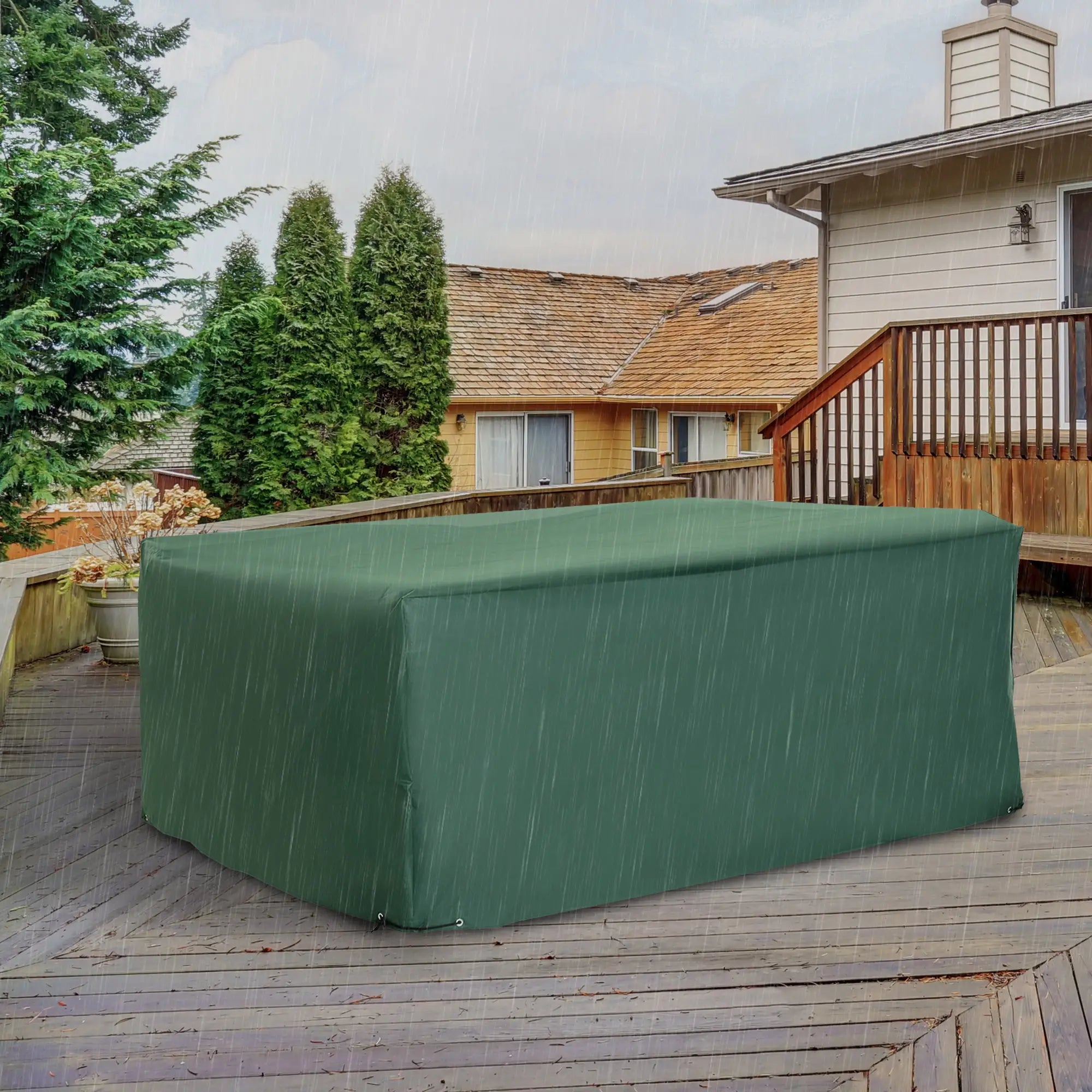 Garden Furniture Cover Waterproof, Anti-UV 600D Heavy Duty Oxford Fabric Patio Furniture Cover for Rectangular Sofa Table Set, Green, 245 x 165 x 55 cm