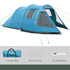 3-4 Man Tunnel Tent, Two Room Camping Tent with Windows, Portable Carry Bag, for Fishing, Hiking, Sports, Festival - Blue