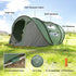 4 Person Pop-up Camping Tent Family Tent with Ground Sheet, 4 Windows and Portable Carry Bag for Beach Outdoor Trip, Dark Green