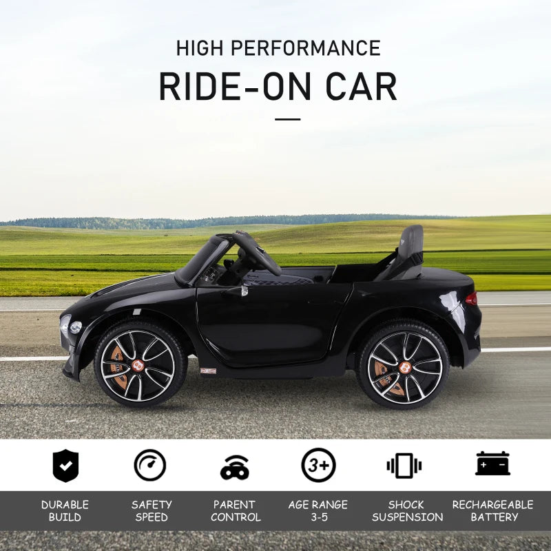 Bentley GT Licensed 12V Electric Car for Kids, Kid's Electric Ride on with Remote Control, Ride on Car with LED Lights, Music, for 3-5 Years, Black 4.8 (36)